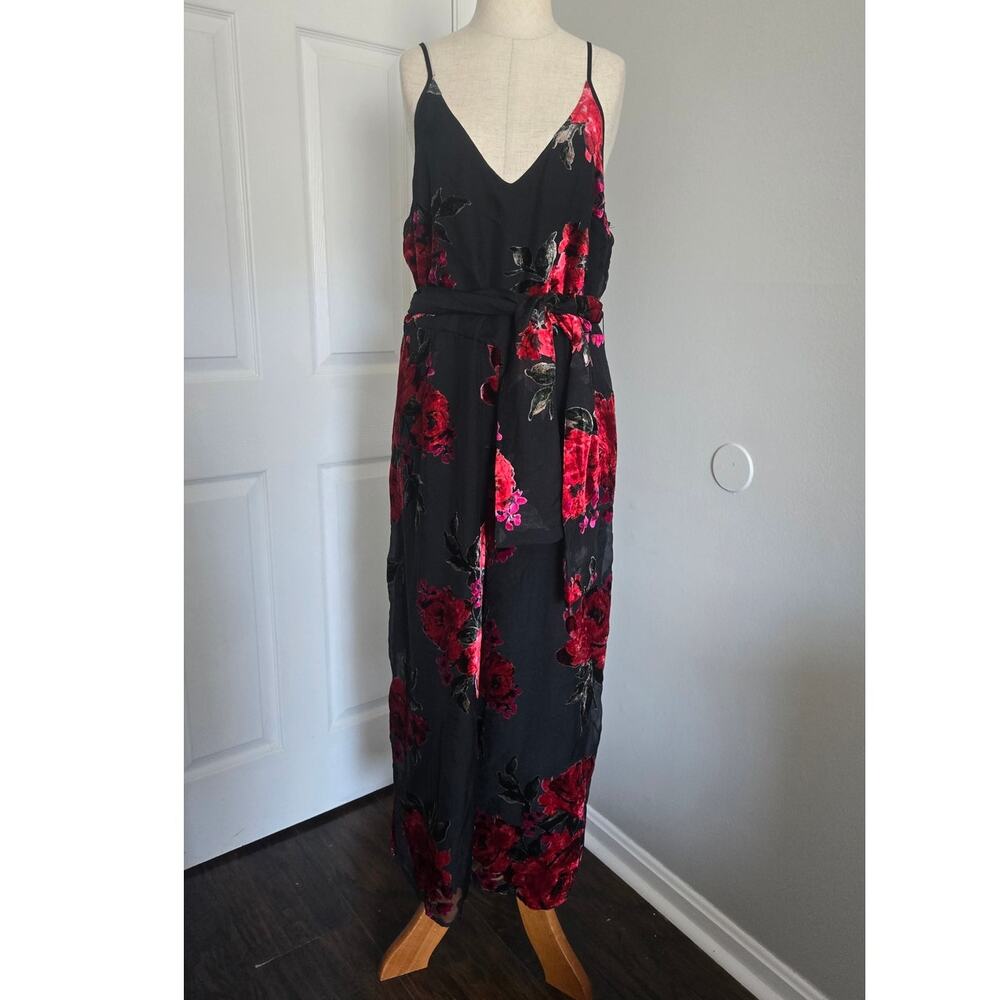 NWT Anthropologie Floral Velvet Waisted Jumpsuit Size M